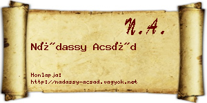 Nádassy Acsád névjegykártya